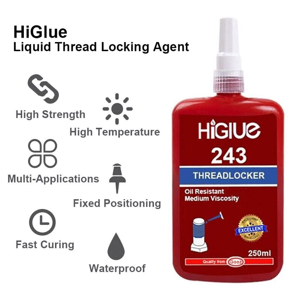 243 MEDIUM STRENGTH ( 250ML ) BLUE THREAD LOCKING ADHESIVE NUT BOLT SCREW GLUE