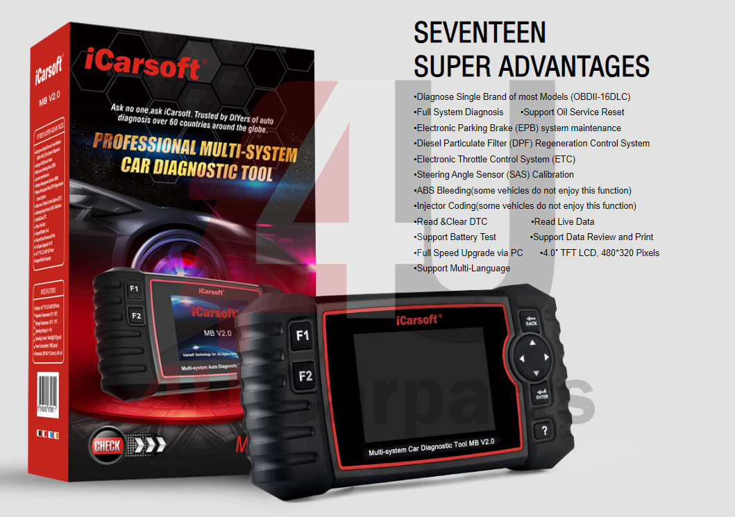 ICARSOFT MB V2.0 - DIAGNOSTIC TOOL FOR MERCEDES-BENZ SPRINTER SMART - UK 2024