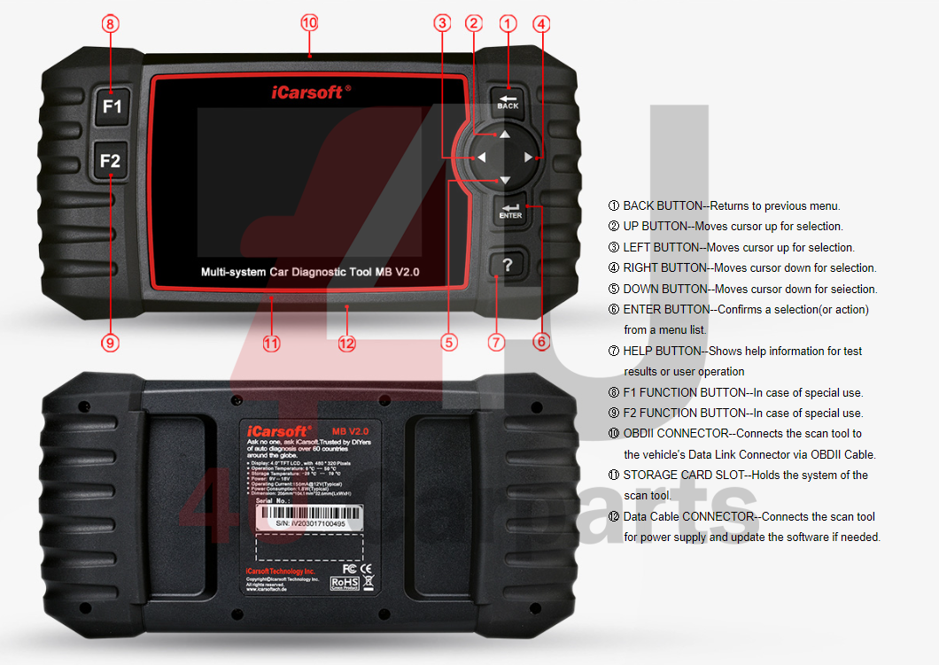 ICARSOFT MB V2.0 - DIAGNOSTIC TOOL FOR MERCEDES-BENZ SPRINTER SMART - UK 2024