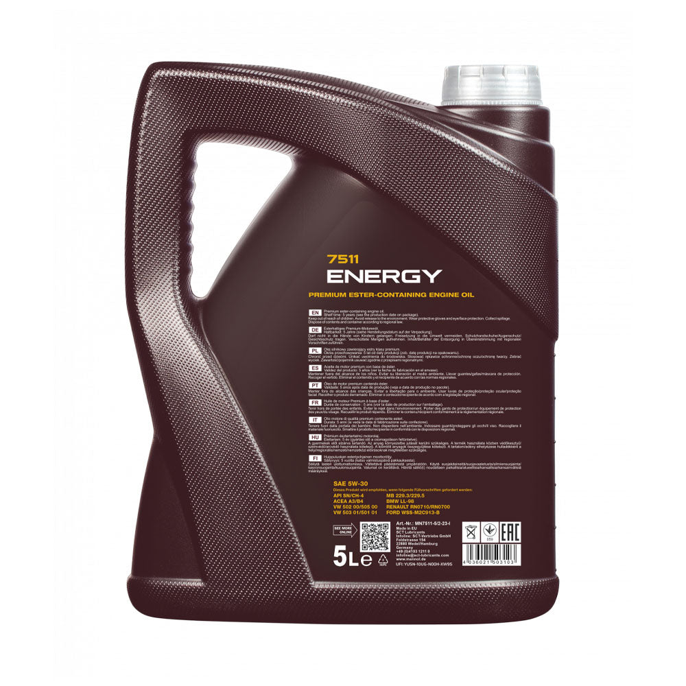 MANNOL ENERGY (MN7511-5) 5W-30 *ACEA A3/B4* FULLY SYNTHETIC * 5 LITRE * CAR ENGINE OILS | PICKUP