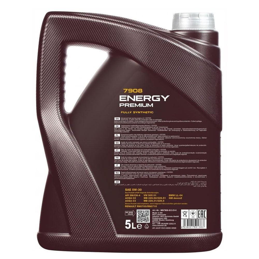 MANNOL ENERGY PREMIUM (MN7908-5) 5W-30 *ACEA C3 * FULLY SYNTHETIC * 5 LITRE * CAR ENGINE OILS | PICKUP
