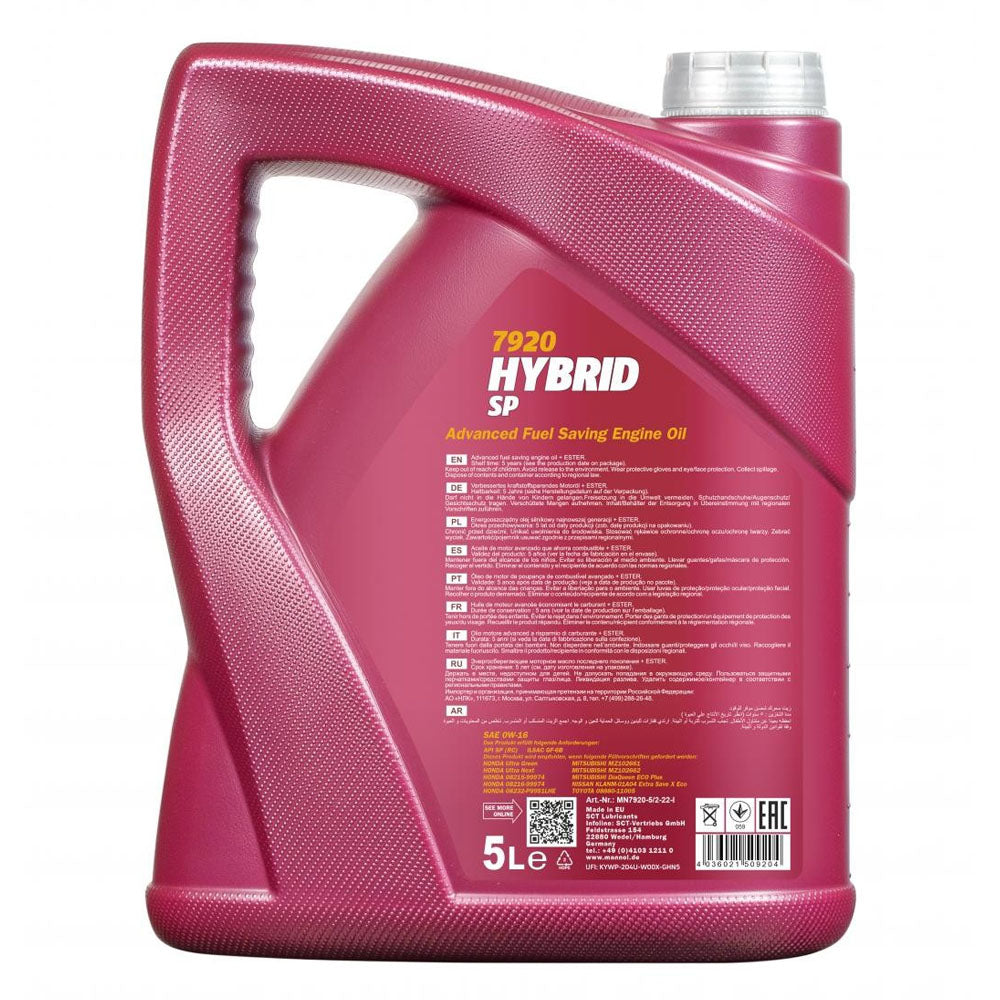 MANNOL HYBRID SP (MN7920-5) 0W-16 *API SP (RC) ILSAC GF-6B * FULLY SYNTHETIC * 5 LITRE * CAR ENGINE OILS | DELIVERY