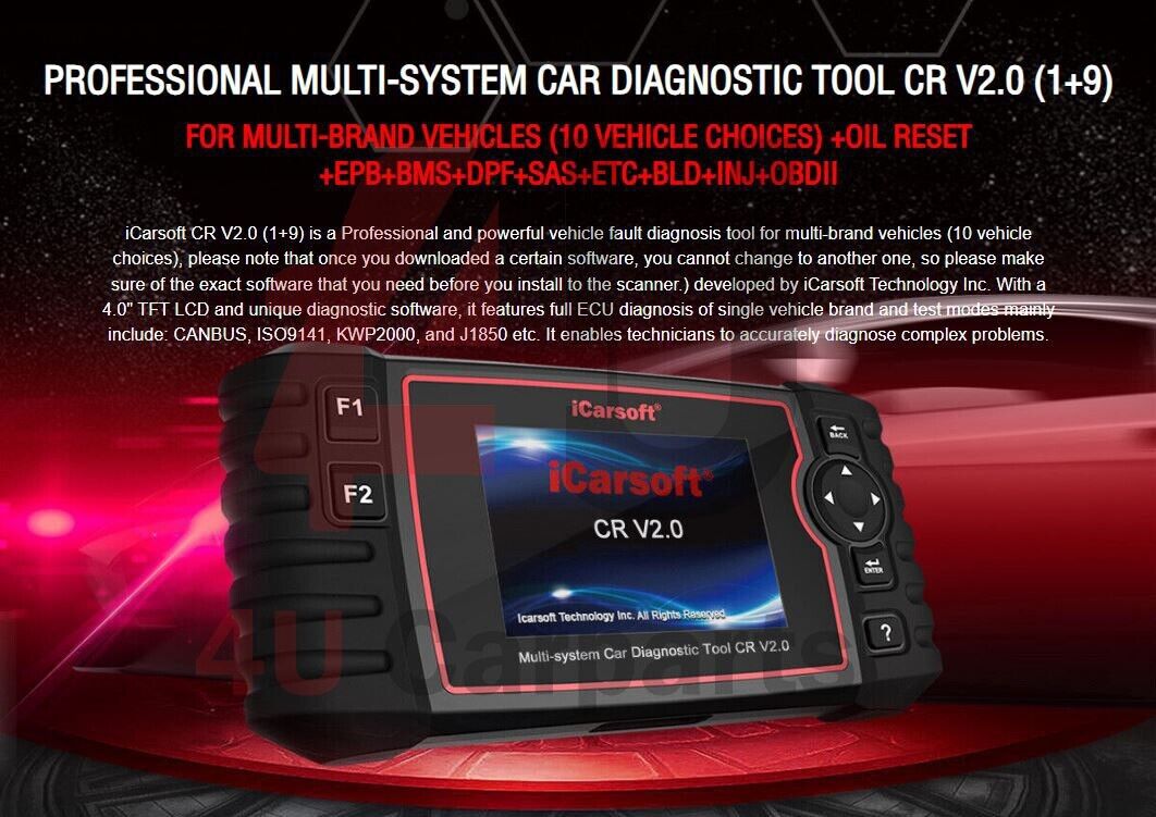 ICARSOFT CR V2.0(1+9) FULL SYSTEM DIAGNOSTIC SCAN ( 10 VEHICLE OPTIONS) - UK 2024