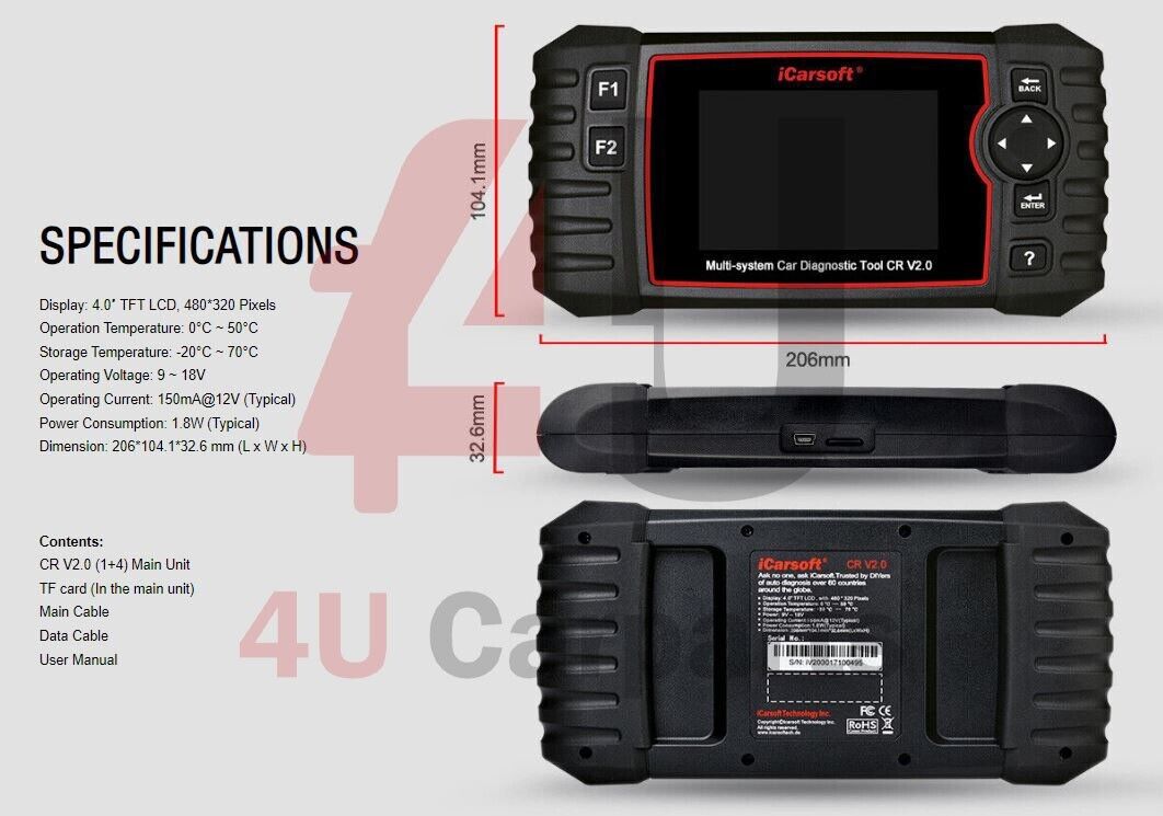 ICARSOFT CR V2.0(1+9) FULL SYSTEM DIAGNOSTIC SCAN ( 10 VEHICLE OPTIONS) - UK 2024